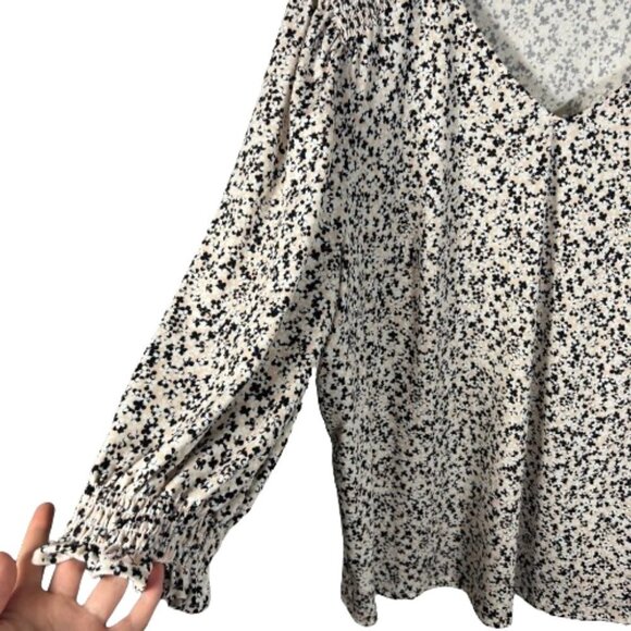 Adrianna Papell Womens Pullover Abstract Floral Top Plus Size 3X Stretchy V Neck - Picture 4 of 11